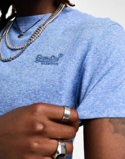 Superdry Vintage Embroidered Logo T-shirt In Blue For Men Fresh Blue Grit -Mens Out Fit Deals 204892847 3