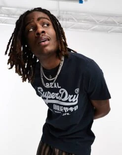 Superdry Vintage Logo T-shirt In Navy For Men Eclipse Navy -Mens Out Fit Deals 204893221 1 eclipsenavy 1