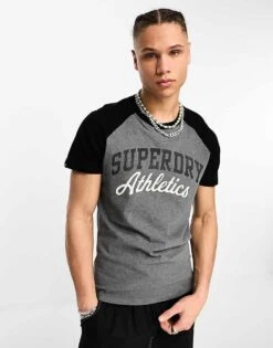 Superdry Vintage Athletic T-shirt In Grey For Men Rich Charcoal Marl/b -Mens Out Fit Deals 204893322 1 richcharcoalmarlb 1