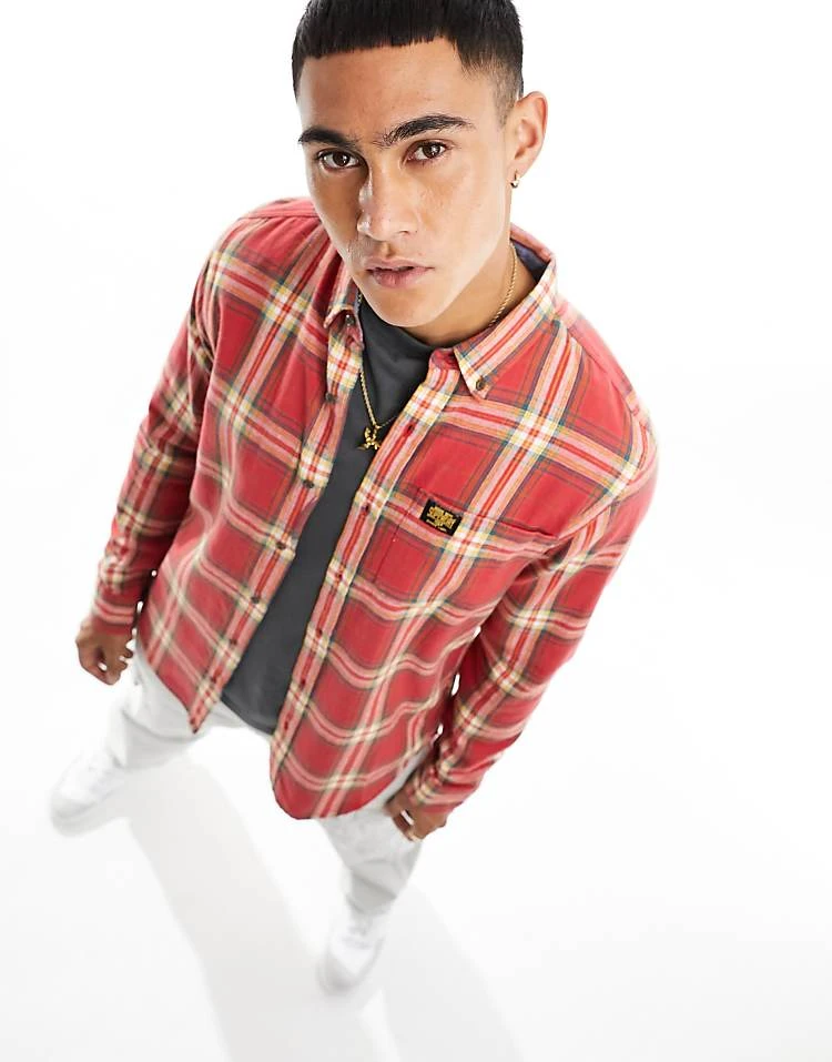 Superdry Long Sleeve Cotton Lumberjack Shirt In Drayton Check Red For Men 3 Superdry Long Sleeve Cotton Lumberjack Shirt In Drayton Check Red For Men
