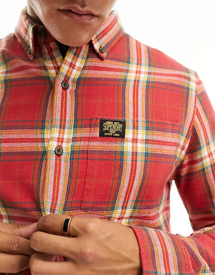 Superdry Long Sleeve Cotton Lumberjack Shirt In Drayton Check Red For Men 4 Superdry Long Sleeve Cotton Lumberjack Shirt In Drayton Check Red For Men - Image 2
