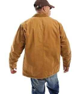 Superdry Surplus 4 Pocket Chore Jacket In Denim Co Tobacco Brown For Men -Mens Out Fit Deals 205584874 4