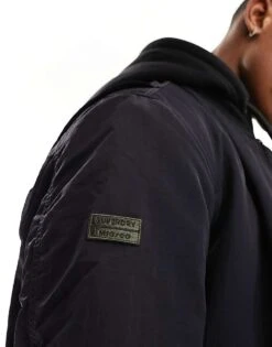 Superdry Military Hooded MA1 Jacket In Jet Black For Men -Mens Out Fit Deals 205585104 4