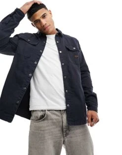 Superdry Canvas Workwear Overshirt In Midnight Navy For Men