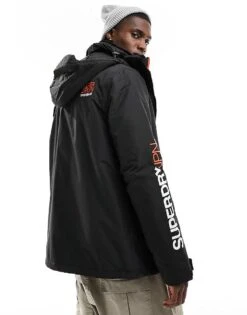 Superdry Hooded Yachter Windbreaker Jacket In Black/bold Orange For Men -Mens Out Fit Deals 205753170 3