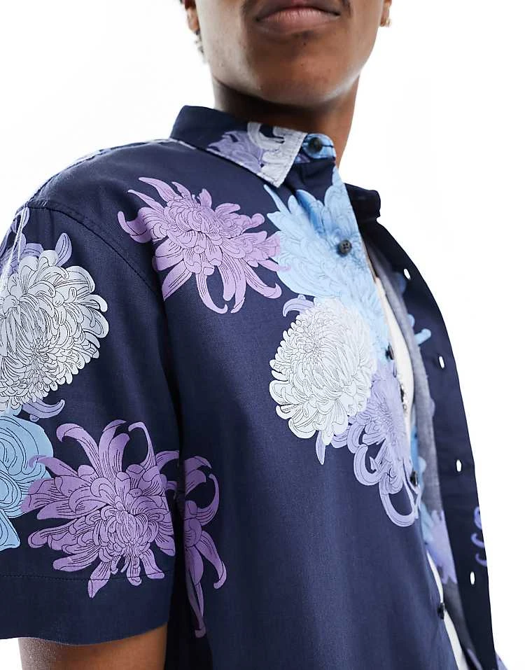 Superdry Hawaiian Shirt In Chrysanthemum Navy For Men 4 Superdry Hawaiian Shirt In Chrysanthemum Navy For Men - Image 2