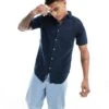 Superdry Studios Casual Linen Shirt In Navy For Men
