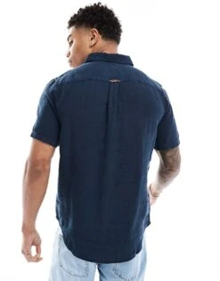 Superdry Studios Casual Linen Shirt In Navy For Men -Mens Out Fit Deals 206219203 4