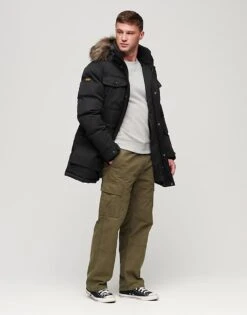 Superdry Chinook Faux Fur Parka Coat In Noir For Men -Mens Out Fit Deals 206293095 1 noir 1