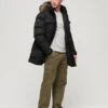 Superdry Chinook Faux Fur Parka Coat In Noir For Men -Mens Out Fit Deals 206293095 1 noir