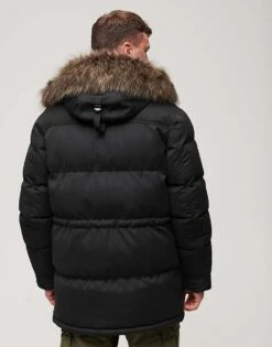 Superdry Chinook Faux Fur Parka Coat In Noir For Men -Mens Out Fit Deals 206293095 2