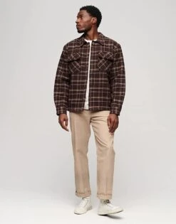 Superdry Surplus Check Jacket In Burgundy Check For Men -Mens Out Fit Deals 206304483 1 burgundycheck 1