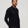 Superdry Studios Long Sleeve Jersey Polo Shirt In Black For Men -Mens Out Fit Deals 206304493 1 black