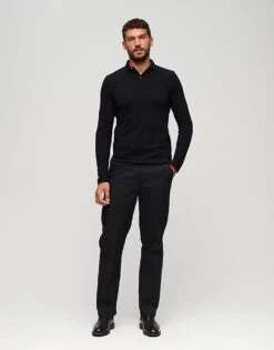 Superdry Studios Long Sleeve Jersey Polo Shirt In Black For Men 9 Superdry Studios Long Sleeve Jersey Polo Shirt In Black For Men -Mens Out Fit Deals 206304493 3