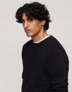 Superdry Essential Logo Crew Sweatshirt In Black For Men -Mens Out Fit Deals 206304589 3