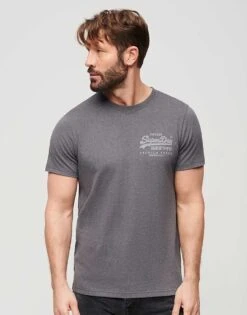 Superdry Vintage Logo Heritage Chest T-shirt In Granite Grey Marl For Men