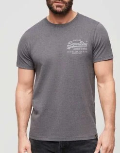 Superdry Vintage Logo Heritage Chest T-shirt In Granite Grey Marl For Men -Mens Out Fit Deals 206304656 3