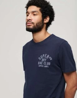 Superdry Copper Label Chest Graphic T-shirt In Blue Navy Marl For Men -Mens Out Fit Deals 206304698 1 bluenavymarl 1