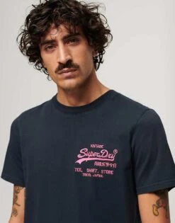 Superdry Neon Vintage Logo T-shirt In Eclipse Navy For Men -Mens Out Fit Deals 206304735 4