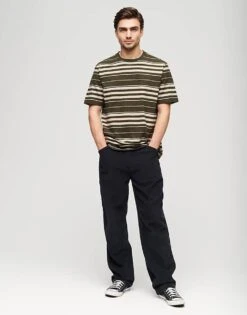 Superdry Relaxed Stripe T-shirt In Olive Stripe For Men -Mens Out Fit Deals 206304915 1 olivestripe 1