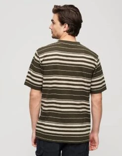 Superdry Relaxed Stripe T-shirt In Olive Stripe For Men -Mens Out Fit Deals 206304915 3