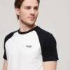 Superdry Cotton Essential Logo Baseball T-shirt In Optic/black For Men