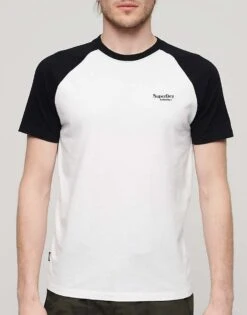 Superdry Cotton Essential Logo Baseball T-shirt In Optic/black For Men -Mens Out Fit Deals 206304956 3