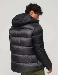 Superdry Hooded Colour Block Sports Puffer Jacket In Black For Men -Mens Out Fit Deals 206305374 3