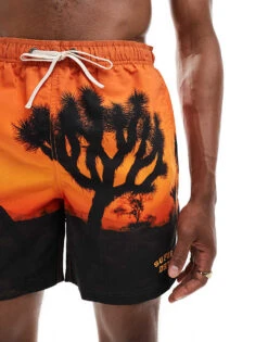 Superdry Photographic 17-inch Swim Shorts In Sunset Orange For Men -Mens Out Fit Deals 206736248 3
