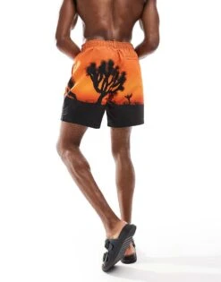 Superdry Photographic 17-inch Swim Shorts In Sunset Orange For Men -Mens Out Fit Deals 206736248 4