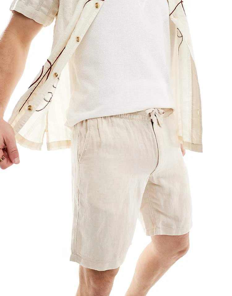 Superdry Drawstring Linen Shorts In Stone Grey For Men 3 Superdry Drawstring Linen Shorts In Stone Grey For Men