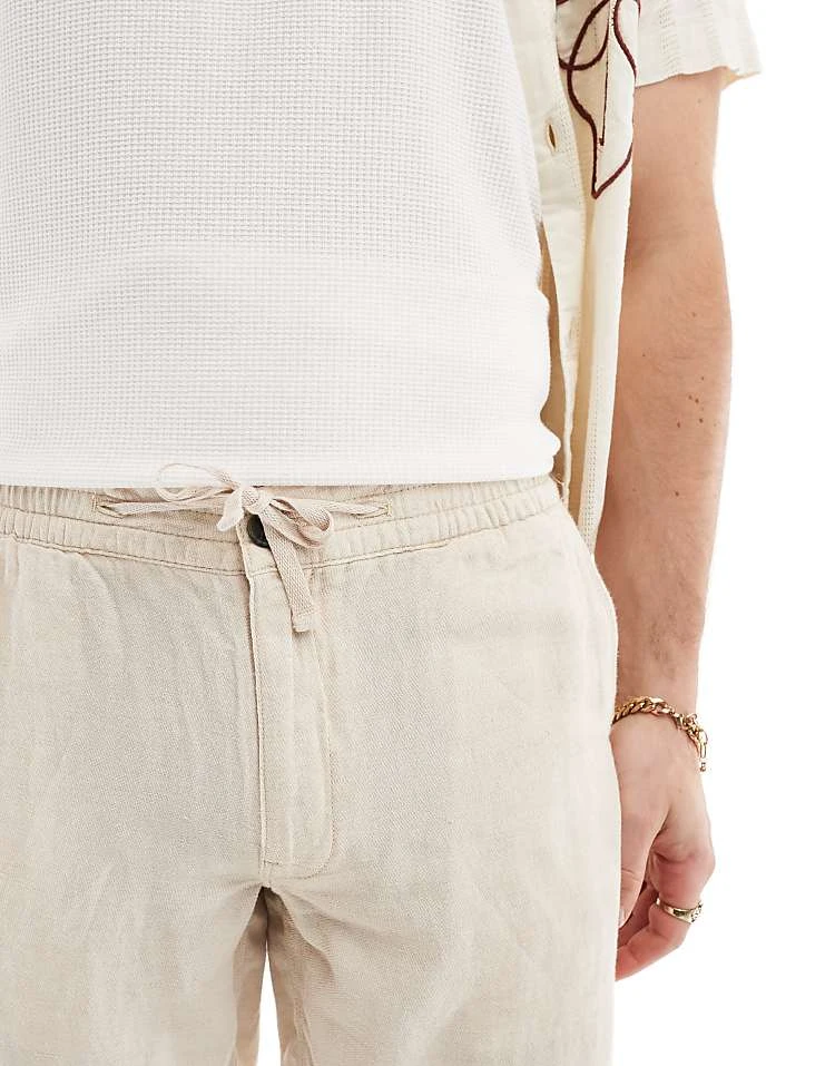 Superdry Drawstring Linen Shorts In Stone Grey For Men 4 Superdry Drawstring Linen Shorts In Stone Grey For Men - Image 2