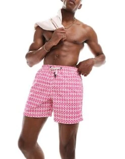 Superdry Printed 15-inch Swim Shorts In Pink Geo Print For Men -Mens Out Fit Deals 206736358 1 pinkgeoprint 1