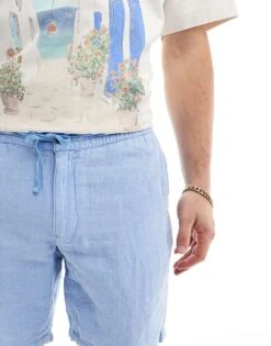 Superdry Drawstring Linen Shorts In Blue/optic For Men 12 Superdry Drawstring Linen Shorts In Blue/optic For Men -Mens Out Fit Deals 206736402 5