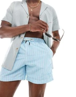 Superdry Printed 15-inch Swim Shorts In Blue Stripe Print For Men -Mens Out Fit Deals 206736551 1 bluestripeprint 1