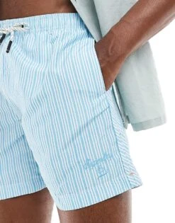 Superdry Printed 15-inch Swim Shorts In Blue Stripe Print For Men -Mens Out Fit Deals 206736551 3