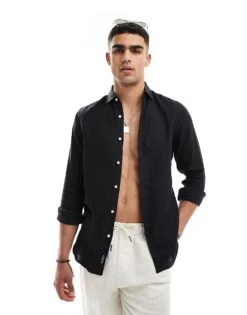 Superdry Casual Linen Long Sleeve Shirt In Black For Men 11 Superdry Casual Linen Long Sleeve Shirt In Black For Men -Mens Out Fit Deals 206838323 1 black 1