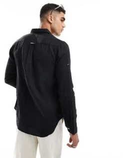 Superdry Casual Linen Long Sleeve Shirt In Black For Men 9 Superdry Casual Linen Long Sleeve Shirt In Black For Men -Mens Out Fit Deals 206838323 3