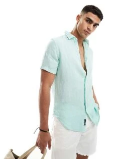 Superdry Studios Casual Linen Shirt In Spearmint Light Green For Men -Mens Out Fit Deals 206838465 1 spearmintlightgreen 1
