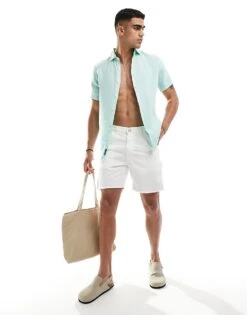 Superdry Studios Casual Linen Shirt In Spearmint Light Green For Men -Mens Out Fit Deals 206838465 3