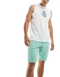 Superdry Vintage International Shorts In Mint Turquoise For Men