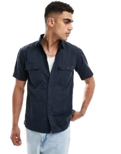 Superdry Military Short Sleeve Shirt In Eclipse Navy For Men