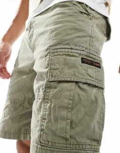 Superdry Heavy Cargo Shorts In Olive Khaki For Men -Mens Out Fit Deals 206838623 3
