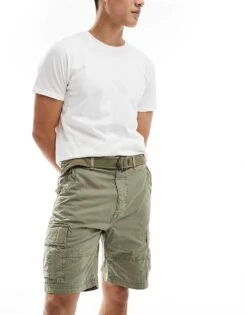 Superdry Heavy Cargo Shorts In Olive Khaki For Men -Mens Out Fit Deals 206838623 4