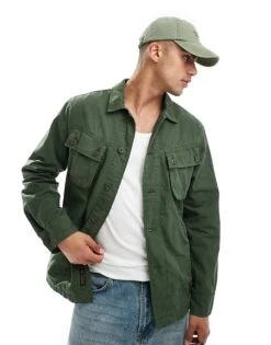 Superdry Military Overshirt Jacket In Army Green For Men