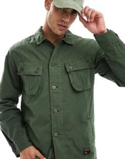 Superdry Military Overshirt Jacket In Army Green For Men -Mens Out Fit Deals 206838742 4