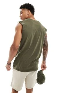 Superdry Cotton Essential Logo Tank Top In Olive Night Green For Men -Mens Out Fit Deals 206848759 4