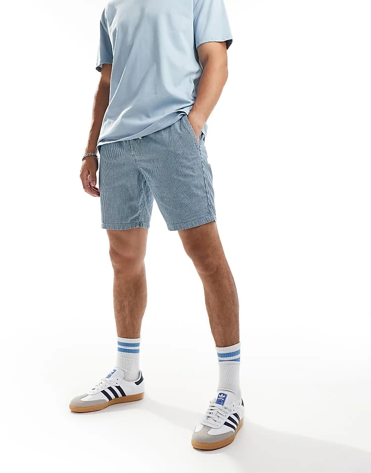 Superdry Indigo Bermuda Shorts In Washed Indigo Chalk Stripe For Men 4 Superdry Indigo Bermuda Shorts In Washed Indigo Chalk Stripe For Men - Image 2