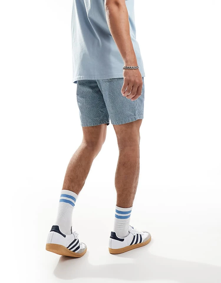 Superdry Indigo Bermuda Shorts In Washed Indigo Chalk Stripe For Men 6 Superdry Indigo Bermuda Shorts In Washed Indigo Chalk Stripe For Men - Image 4