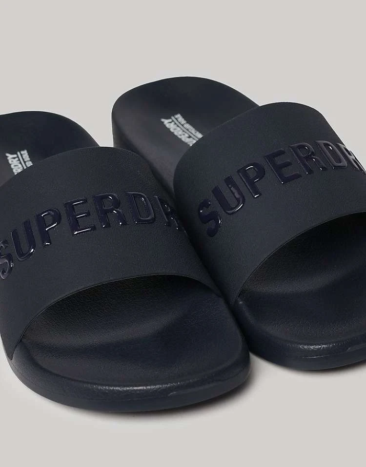 Superdry Vegan Logo Pool Sliders In Rich Navy/rich Navy For Men 3 Superdry Vegan Logo Pool Sliders In Rich Navy/rich Navy For Men - Image 2